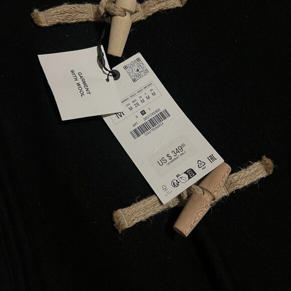 ZARA ZW LIMITED EDITION WOMEN BLACK WOOL TOGGLE COAT SIZE M NWT 349$ - Picture 12 of 12